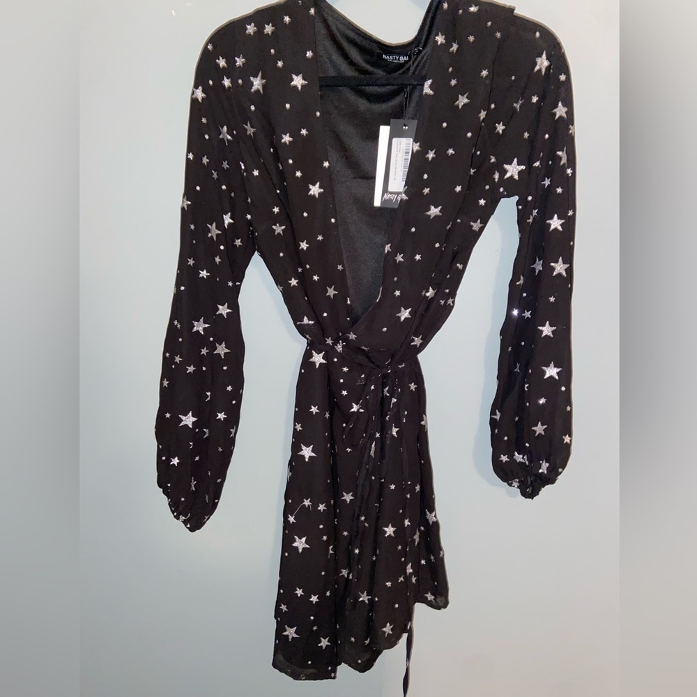Star wrap dress long sleeve